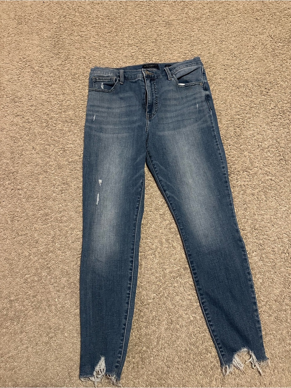 Lucky Brand Bridgette High Rise Skinny Ankle Jeans Distressed Raw Hem 12/31